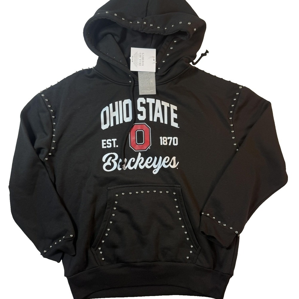 Gameday Couture Ohio State Hoodie Womens M Blk Pullover Studded McBling Buckeyes